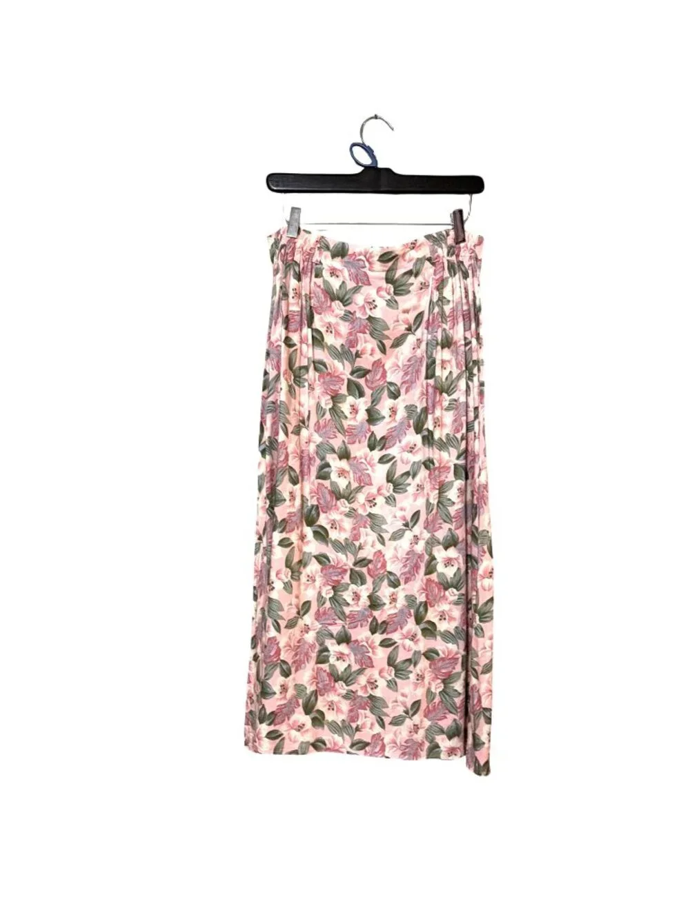 Sag Harbor Floral Midi Skirt Pink & Green  Size M Cottage‎ Coquette Tropical